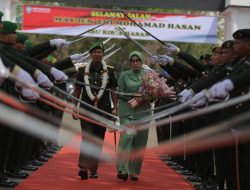 Pedang Pora Warnai Penyambutan Pangdam IM Novi Helmy.