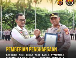 Kapolres Aceh Besar Terima Penghargaan Dari TRC PPA.