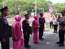 Kapolres Aceh Besar Pimpin Upacara Kenaikan Pangkat dan Pelepasan  Purna Bakti.