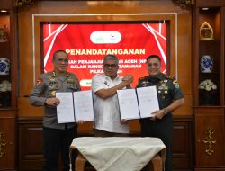 Pj Gubernur Dan Pangdam IM Lakukan Penandatanganan Naskah Perjanjian Hibah Aceh.