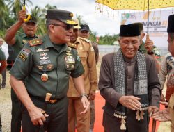 Pangdam IM Bersama Ketua Persit KCK Silaturahmi dan Lakukan Peletakan Batu Pertama di Kodim Persiapan Aceh Timur.