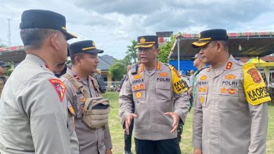 Pamatwil OMP Seulawah 2024 bersama Kapolres Lhokseumawe Tinjau Pengamanan Sejumlah TPS.