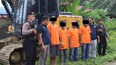 Polisi Tangkap 5 Pelaku Penambangan Ilegal di Nagan Raya.