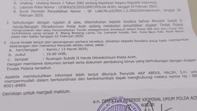 Anak Laporkan Ayah Kandung Ke Ditreskrimum Polda Aceh.