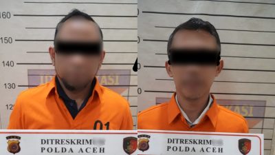 Penyidik Polda Aceh Tahan Dua Karyawan Bank Aceh Syariah Cabang Bener Meriah.