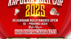 Kejuaraan Badminton Kapolda Aceh Cup 2025 Total Hadiah Rp 60 Juta Segera Digelar.