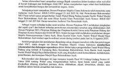 MUI Rekomendasikan Tanah Wakaf Blang Padang Kepada Nazhir Mesjid Raya Baiturrahman.
