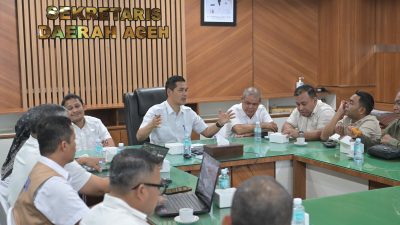 Sekda Aceh Pimpin Rapat Penyusunan Dokumen R3P Pasca Bencana. 
