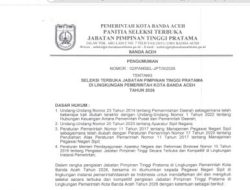 Pemko Banda Aceh Buka Seleksi JPT Pratama Tahun 2026.