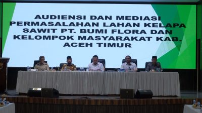 Polda Aceh Fasilitasi Audiensi Penyelesaian HGU Lahan Antara PT Bumi Flora dengan Masyarakat Aceh Timur