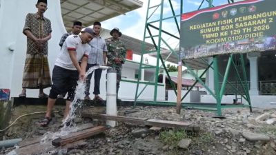 Dandim 0102/Pidie: “Sumur Bor TMMD Hadirkan Sumber Kehidupan Baru bagi Masyarakat”.