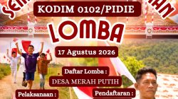Kodim 0102/Pidie Gelar Gebyar Kampung Merah Putih Berhadiah Rp 150 Juta.