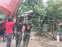 Satgas TMMD ke-129 Pasang Tower dan Tandon Air di Dayah Lhok Panah. 