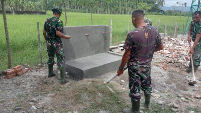TMMD ke-129 Kodim 0102/Pidie Rampungkan Tempat Wudhuk, Sumur Bor dan MCK di Lhok Panah. 