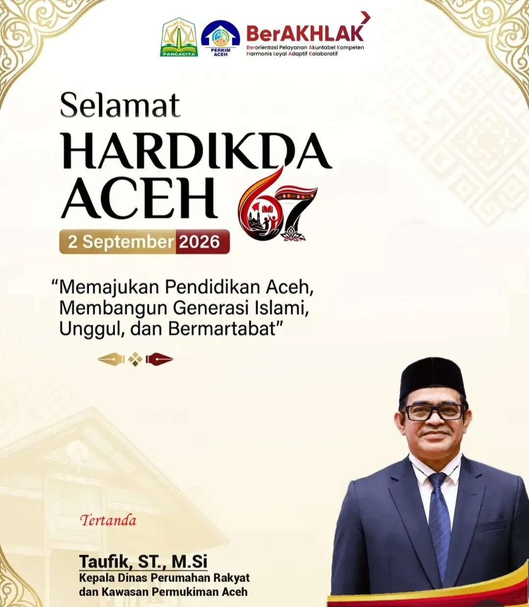 Dinas PERKIM Mengucapkan Selamat HARDIKDA ACEH