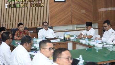 Plt Sekda Aceh Ikuti Rapat Persiapan Pelaksanaan PORA XV Aceh Jaya. 