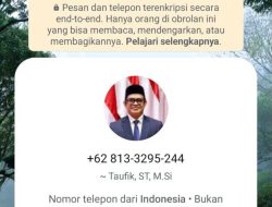 Waspada Nomor WhatsApp Catut Nama Plt Sekda Aceh Taufik. 