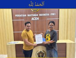 Bakal Calon Ketua PWI Aceh Sayuti Achmad Dinyatakan Lolos Verifikasi.
